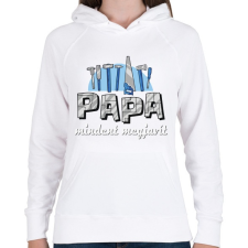 PRINTFASHION Papa mindent magjavít - Női kapucnis pulóver - Fehér női pulóver, kardigán