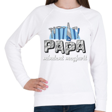 PRINTFASHION Papa mindent magjavít - Női pulóver - Fehér