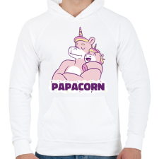 PRINTFASHION Papacorn - Férfi kapucnis pulóver - Fehér férfi pulóver, kardigán