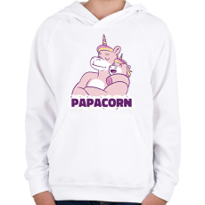 PRINTFASHION Papacorn - Gyerek kapucnis pulóver - Fehér