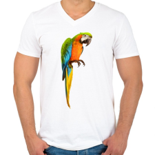 PRINTFASHION Papagáj - Férfi V-nyakú póló - Fehér férfi póló