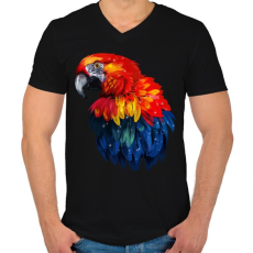 PRINTFASHION papagáj  - Férfi V-nyakú póló - Fekete