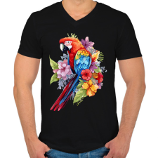 PRINTFASHION Papagáj - Férfi V-nyakú póló - Fekete férfi póló