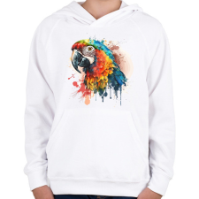 PRINTFASHION Papagáj - Gyerek kapucnis pulóver - Fehér gyerek pulóver, kardigán