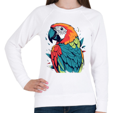 PRINTFASHION Papagáj  - Női pulóver - Fehér női pulóver, kardigán