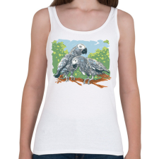 PRINTFASHION Papagáj pár - Női atléta - Fehér női trikó