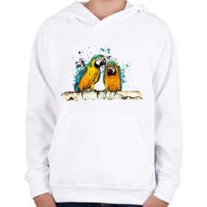 PRINTFASHION Papagájok - Gyerek kapucnis pulóver - Fehér