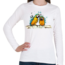 PRINTFASHION Papagájok - Női hosszú ujjú póló - Fehér női póló