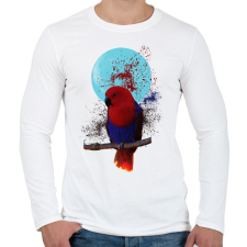 PRINTFASHION papagály és kékhold - Férfi hosszú ujjú póló - Fehér férfi póló
