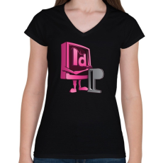 PRINTFASHION Paragraph - Női V-nyakú póló - Fekete