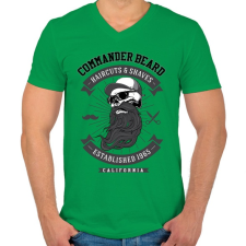 PRINTFASHION Parancsnoki szakáll - Férfi V-nyakú póló - Zöld férfi póló