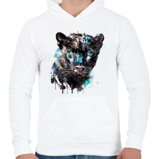 PRINTFASHION párduc - Férfi kapucnis pulóver - Fehér férfi pulóver, kardigán