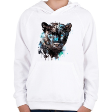 PRINTFASHION párduc - Gyerek kapucnis pulóver - Fehér