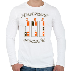 PRINTFASHION parhuzamos-parkolas-2-brown-orange - Férfi hosszú ujjú póló - Fehér
