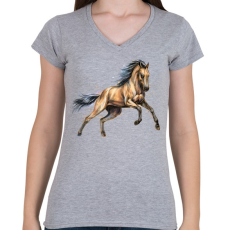 PRINTFASHION Paripa - Női V-nyakú póló - Sport szürke