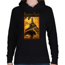 PRINTFASHION paris3 - Női kapucnis pulóver - Fekete női pulóver, kardigán