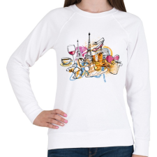 PRINTFASHION Párizs - Női pulóver - Fehér női pulóver, kardigán