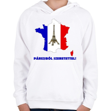 PRINTFASHION Párizsból szeretettel! - Gyerek kapucnis pulóver - Fehér gyerek pulóver, kardigán