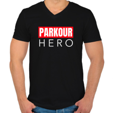 PRINTFASHION PARKOUR HERO - Férfi V-nyakú póló - Fekete férfi póló