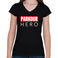 PRINTFASHION PARKOUR HERO - Női V-nyakú póló - Fekete női póló