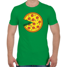 PRINTFASHION Páros póló - First bite pizza - Férfi póló - Zöld férfi póló