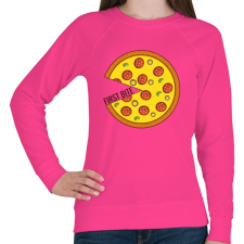 PRINTFASHION Páros póló - First bite pizza - Női pulóver - Fukszia női pulóver, kardigán