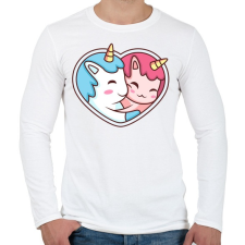 PRINTFASHION Páros unikornis - Férfi hosszú ujjú póló - Fehér férfi póló