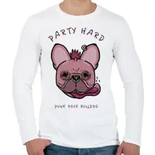PRINTFASHION Party Hard - Férfi hosszú ujjú póló - Fehér férfi póló