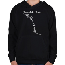 PRINTFASHION Passo dello Stelvio - Gyerek kapucnis pulóver - Fekete gyerek pulóver, kardigán