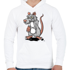 PRINTFASHION patkány - Férfi kapucnis pulóver - Fehér férfi pulóver, kardigán