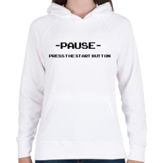 PRINTFASHION Pause - Női kapucnis pulóver - Fehér