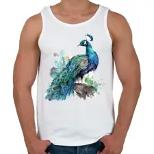 PRINTFASHION páva - Férfi atléta - Fehér atléta, trikó
