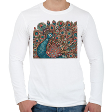 PRINTFASHION Páva - Férfi hosszú ujjú póló - Fehér férfi póló