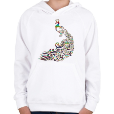 PRINTFASHION Páva - Gyerek kapucnis pulóver - Fehér gyerek pulóver, kardigán