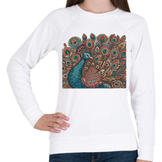 PRINTFASHION Páva - Női pulóver - Fehér