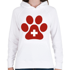 PRINTFASHION Paw + - Női kapucnis pulóver - Fehér női pulóver, kardigán