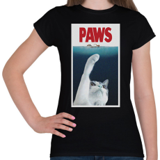 PRINTFASHION PAWS cápa cica - Női póló - Fekete