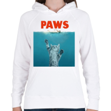 PRINTFASHION Paws - Női kapucnis pulóver - Fehér női pulóver, kardigán