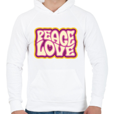 PRINTFASHION Peace, Love - Hippie - Férfi kapucnis pulóver - Fehér férfi pulóver, kardigán