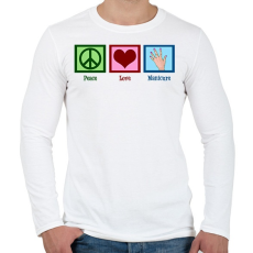 PRINTFASHION Peace Love Manicure - Férfi hosszú ujjú póló - Fehér