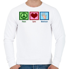 PRINTFASHION Peace Love Manicure - Férfi pulóver - Fehér férfi pulóver, kardigán