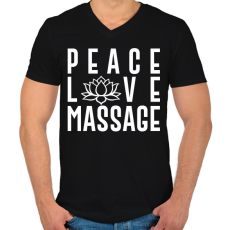 PRINTFASHION Peace, love, massage - Férfi V-nyakú póló - Fekete