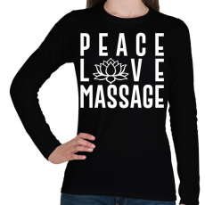 PRINTFASHION Peace, love, massage - Női hosszú ujjú póló - Fekete