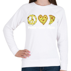 PRINTFASHION Peace, love, pizza - Női pulóver - Fehér