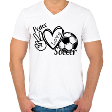 PRINTFASHION Peace love soccer 2 - Férfi V-nyakú póló - Fehér