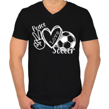PRINTFASHION Peace love soccer - Férfi V-nyakú póló - Fekete férfi póló