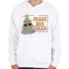 PRINTFASHION Peace love xmas - Gyerek kapucnis pulóver - Fehér gyerek pulóver, kardigán