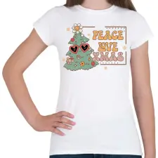 PRINTFASHION Peace love xmas - Női póló - Fehér női póló