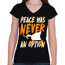 PRINTFASHION Peace was never an option - Női V-nyakú póló - Fekete