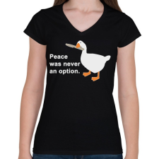 PRINTFASHION Peace was - Női V-nyakú póló - Fekete női póló